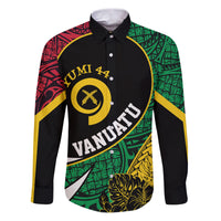 Vanuatu Independence Day Yumi 44 Family Matching Puletasi and Hawaiian Shirt LT7 Dad's Shirt - Long Sleeve Colorful - Polynesian Pride