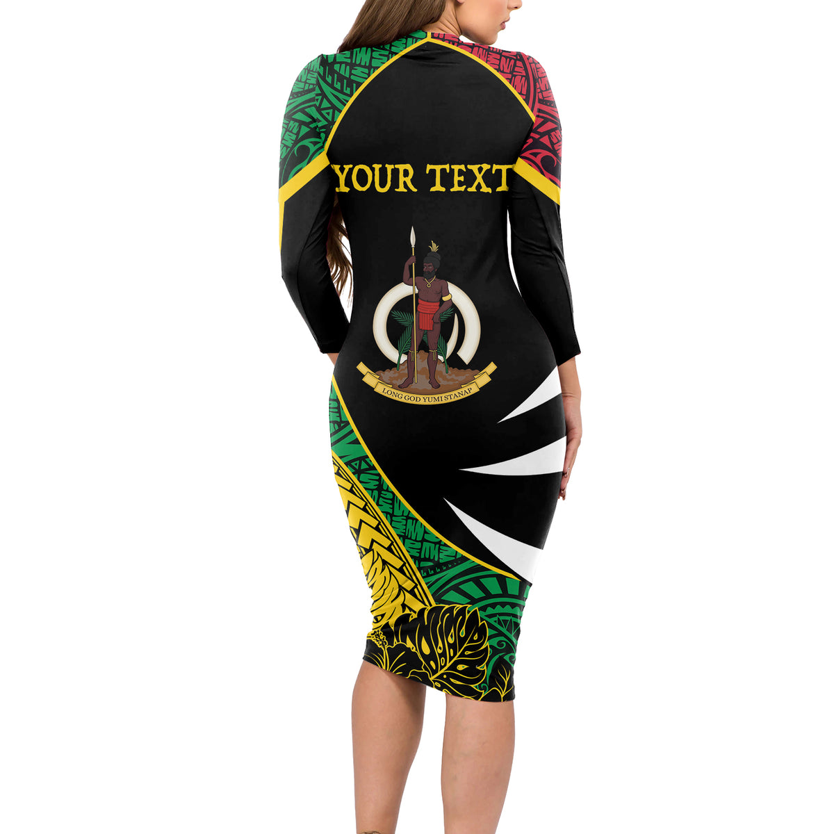 Vanuatu Independence Day Yumi 44 Long Sleeve Bodycon Dress