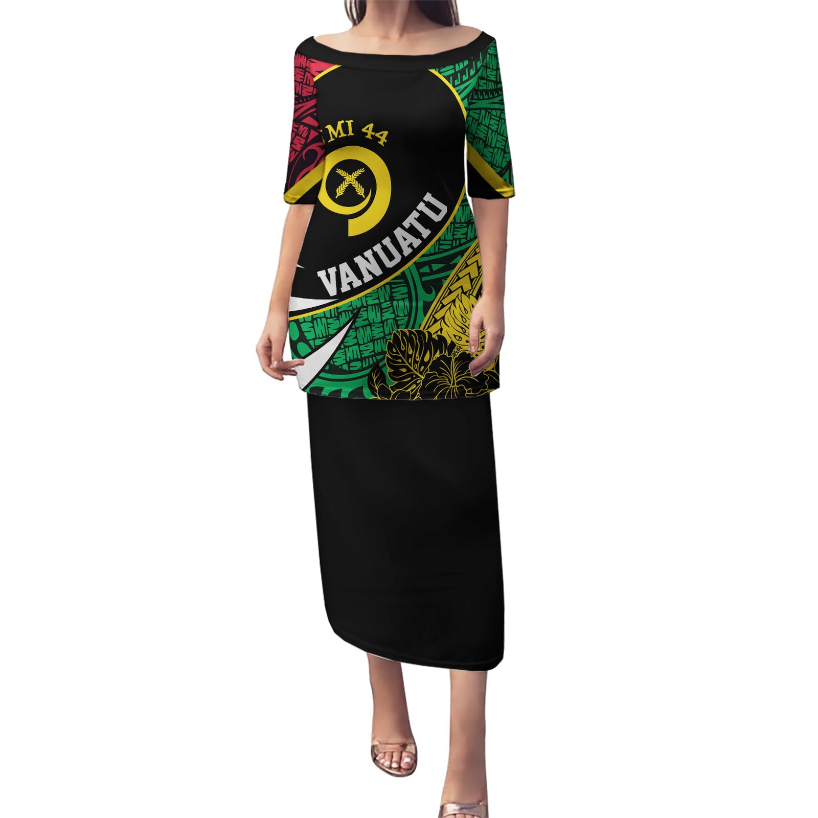 Vanuatu Independence Day Yumi 44 Puletasi LT7 Long Dress Colorful - Polynesian Pride