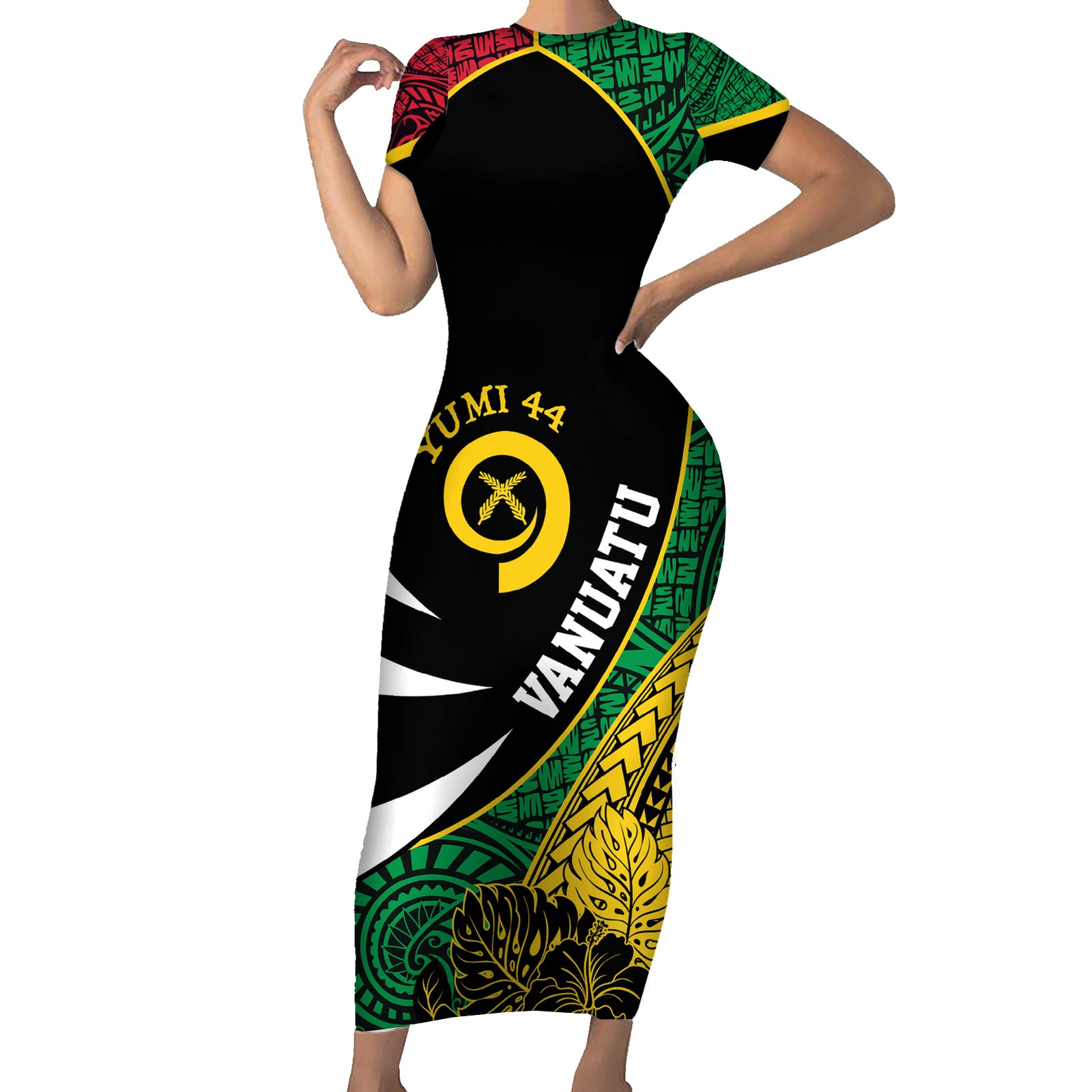 Vanuatu Independence Day Yumi 44 Short Sleeve Bodycon Dress