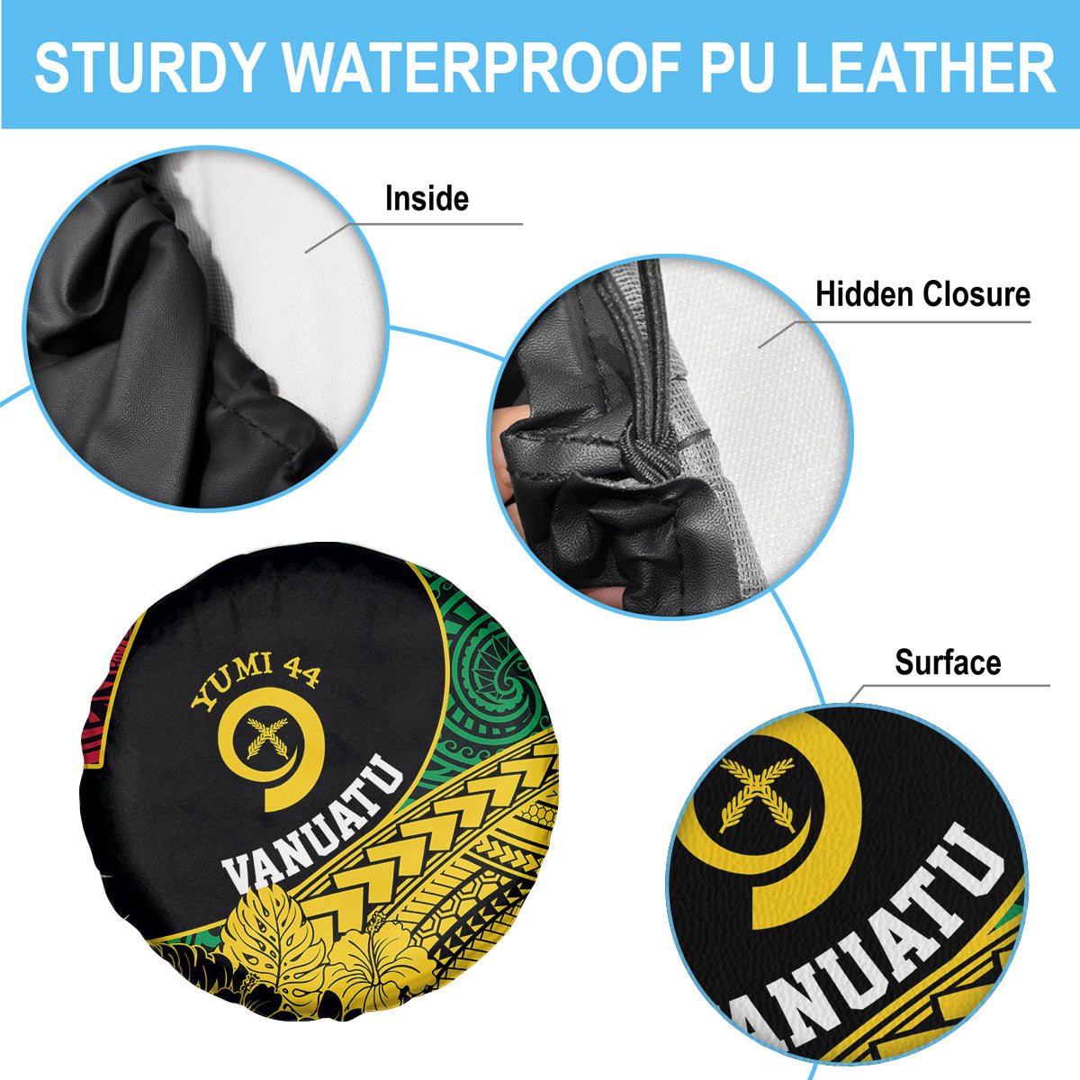 Vanuatu Independence Day Yumi 44 Spare Tire Cover LT7 - Polynesian Pride