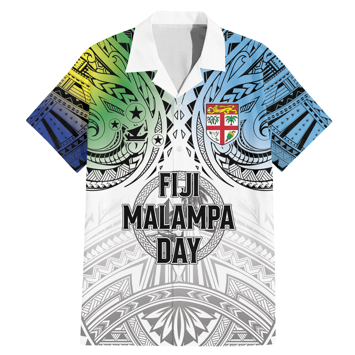 Malampa Fiji Day Family Matching Mermaid Dress and Hawaiian Shirt Gradient Style