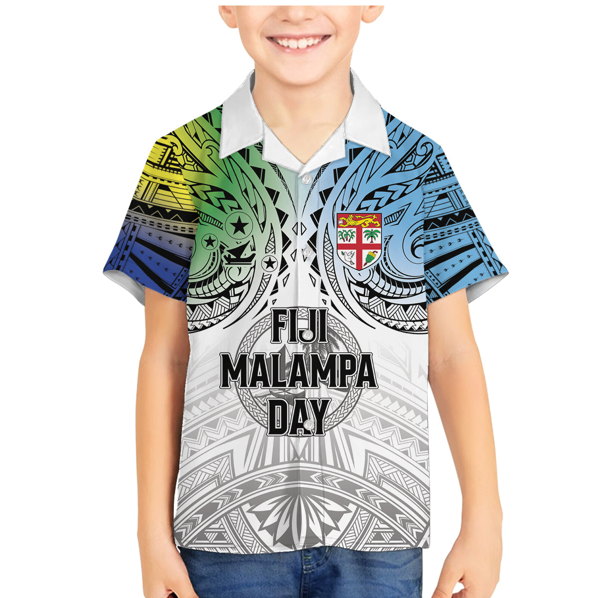 Malampa Fiji Day Family Matching Mermaid Dress and Hawaiian Shirt Gradient Style