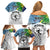 Malampa Fiji Day Family Matching Off Shoulder Short Dress and Hawaiian Shirt Gradient Style