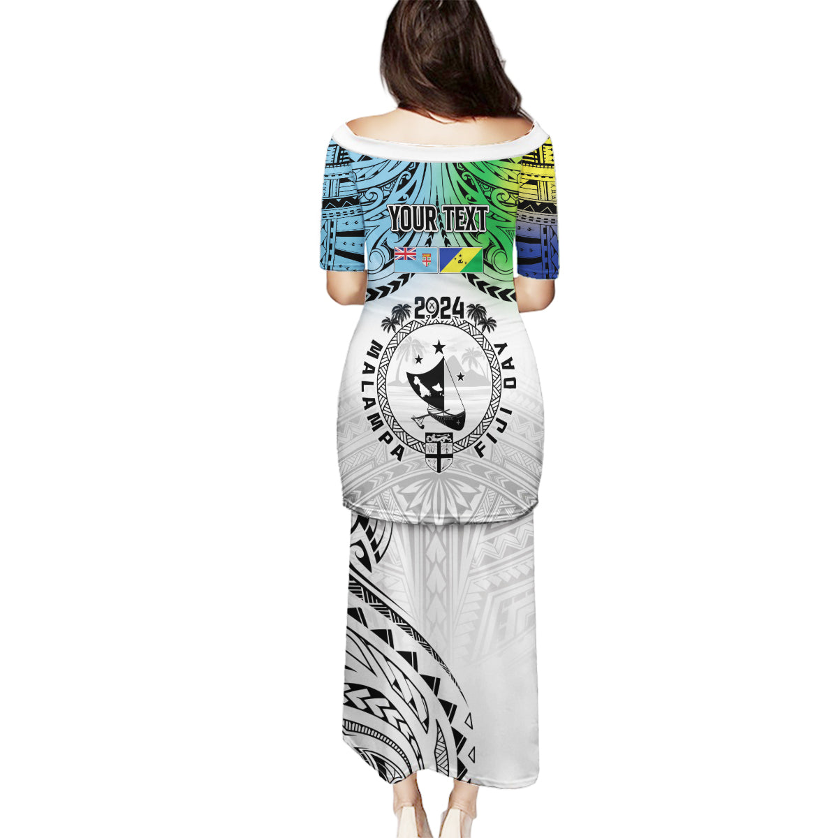 Malampa Fiji Day Family Matching Puletasi and Hawaiian Shirt Gradient Style