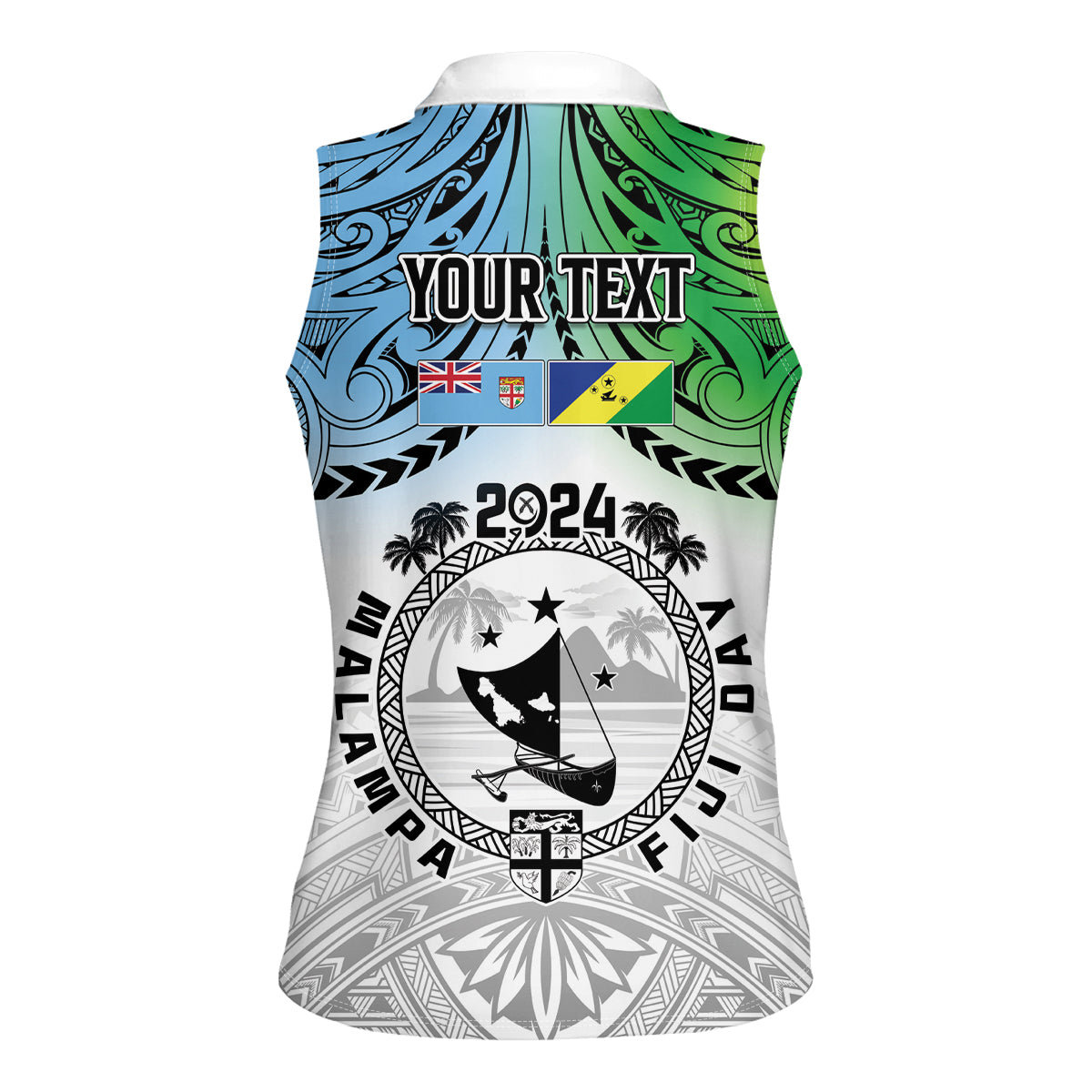 Malampa Fiji Day Women Sleeveless Polo Shirt Gradient Style