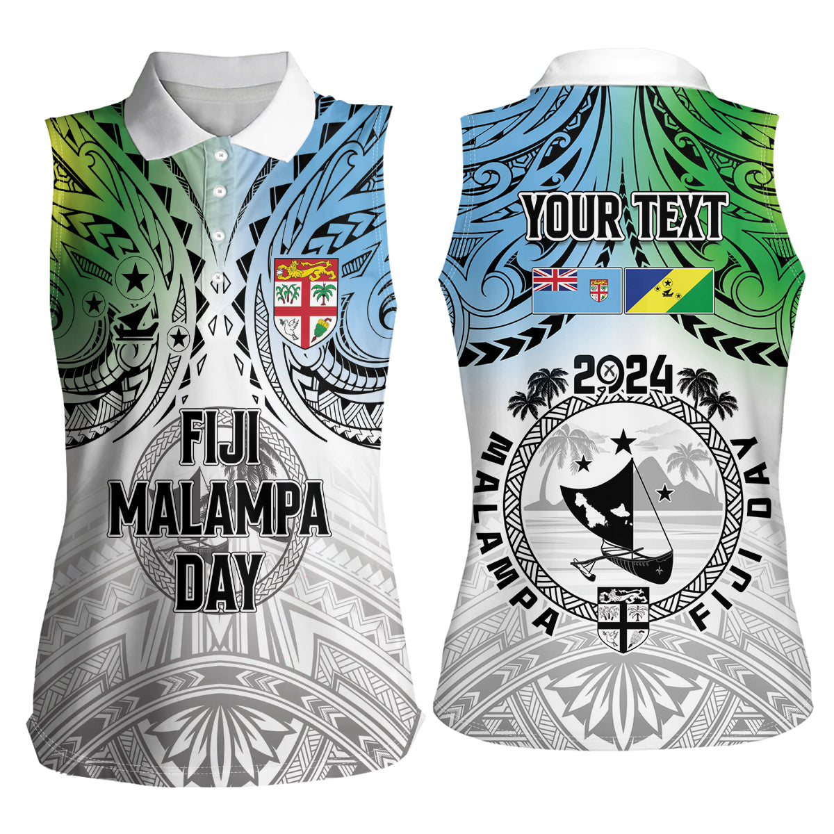 Malampa Fiji Day Women Sleeveless Polo Shirt Gradient Style
