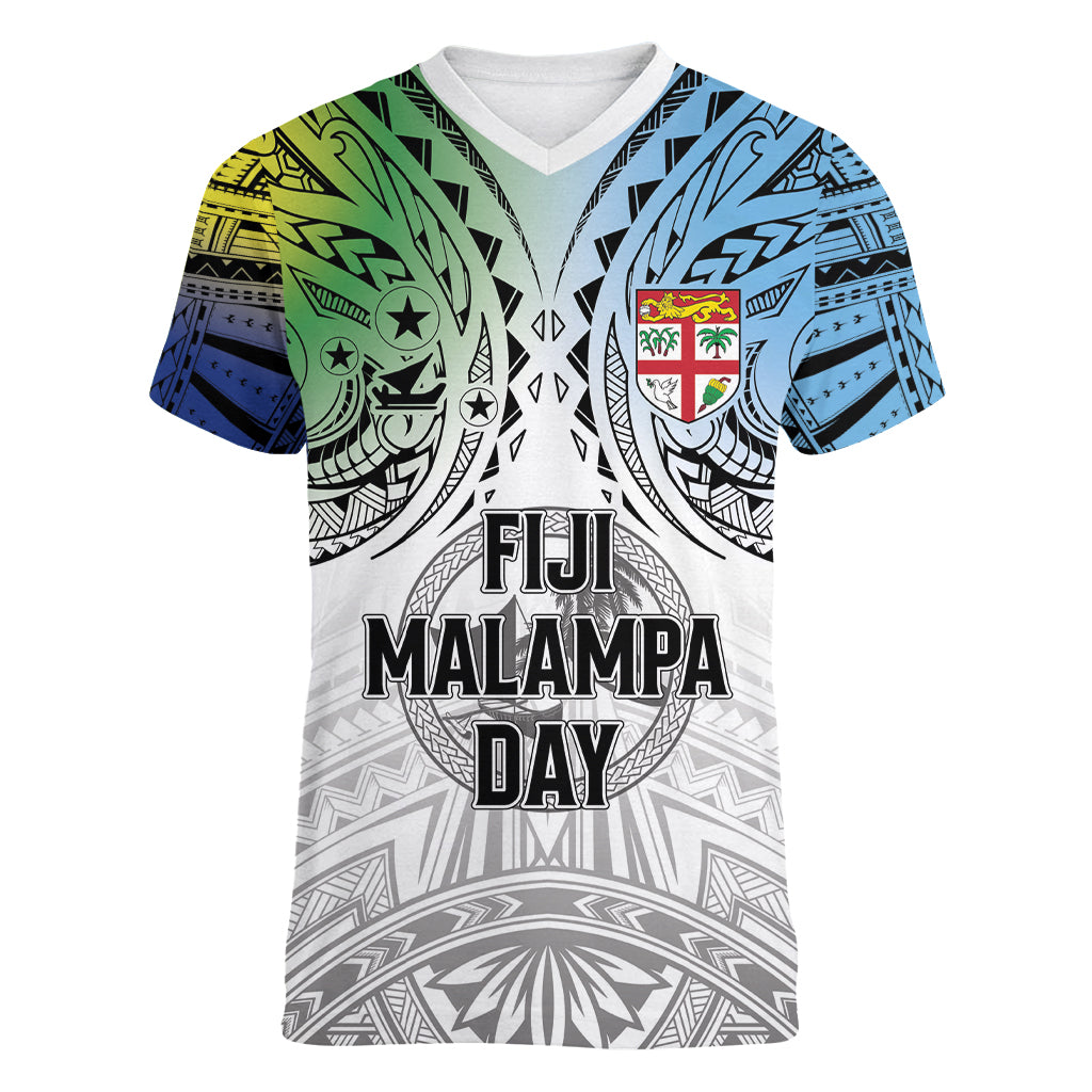 Malampa Fiji Day Women V-Neck T-Shirt Gradient Style