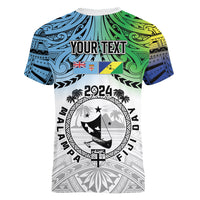 Malampa Fiji Day Women V-Neck T-Shirt Gradient Style