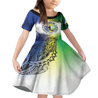 Malampa Day Family Matching Mermaid Dress and Hawaiian Shirt Emblem Gradient Style LT7 Daughter's Dress Colorful - Polynesian Pride