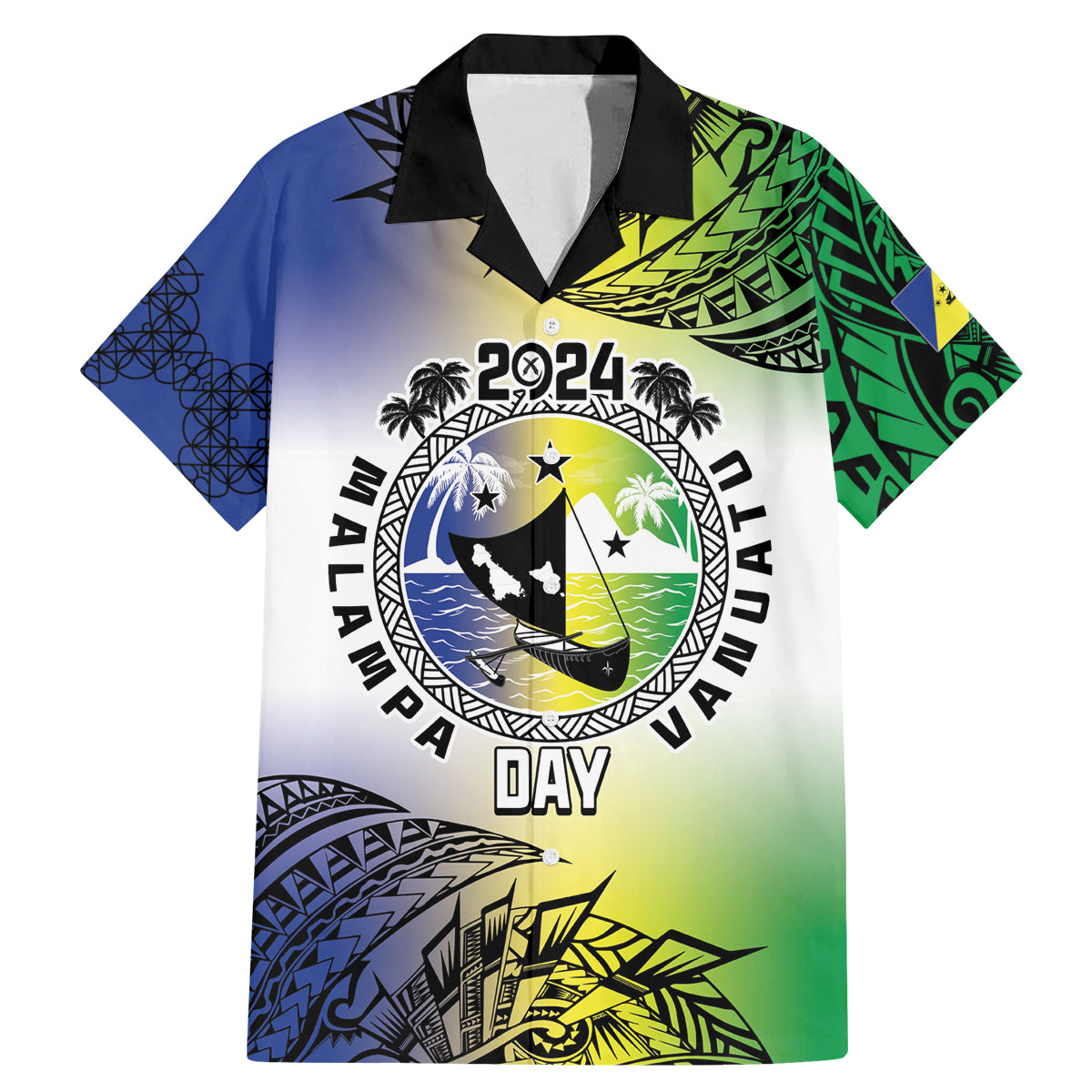 Malampa Day Family Matching Mermaid Dress and Hawaiian Shirt Emblem Gradient Style LT7 Dad's Shirt - Short Sleeve Colorful - Polynesian Pride