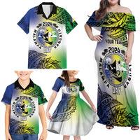 Malampa Day Family Matching Off Shoulder Maxi Dress and Hawaiian Shirt Emblem Gradient Style LT7 - Polynesian Pride
