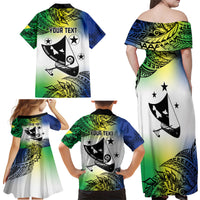 Malampa Day Family Matching Off Shoulder Maxi Dress and Hawaiian Shirt Emblem Gradient Style LT7 - Polynesian Pride