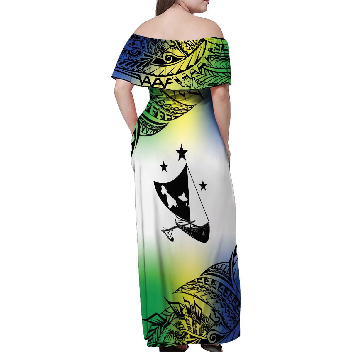 Malampa Day Family Matching Off Shoulder Maxi Dress and Hawaiian Shirt Emblem Gradient Style LT7 - Polynesian Pride