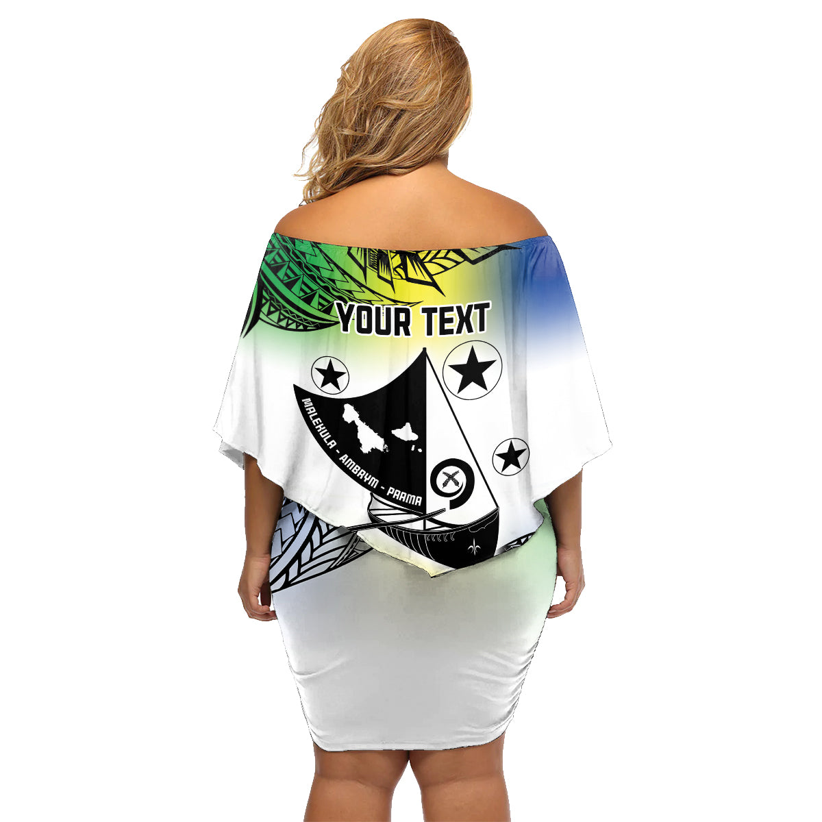 Malampa Day Family Matching Off Shoulder Short Dress and Hawaiian Shirt Emblem Gradient Style LT7 - Polynesian Pride