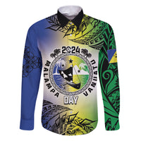 Malampa Day Family Matching Puletasi and Hawaiian Shirt Emblem Gradient Style LT7 Dad's Shirt - Long Sleeve Colorful - Polynesian Pride