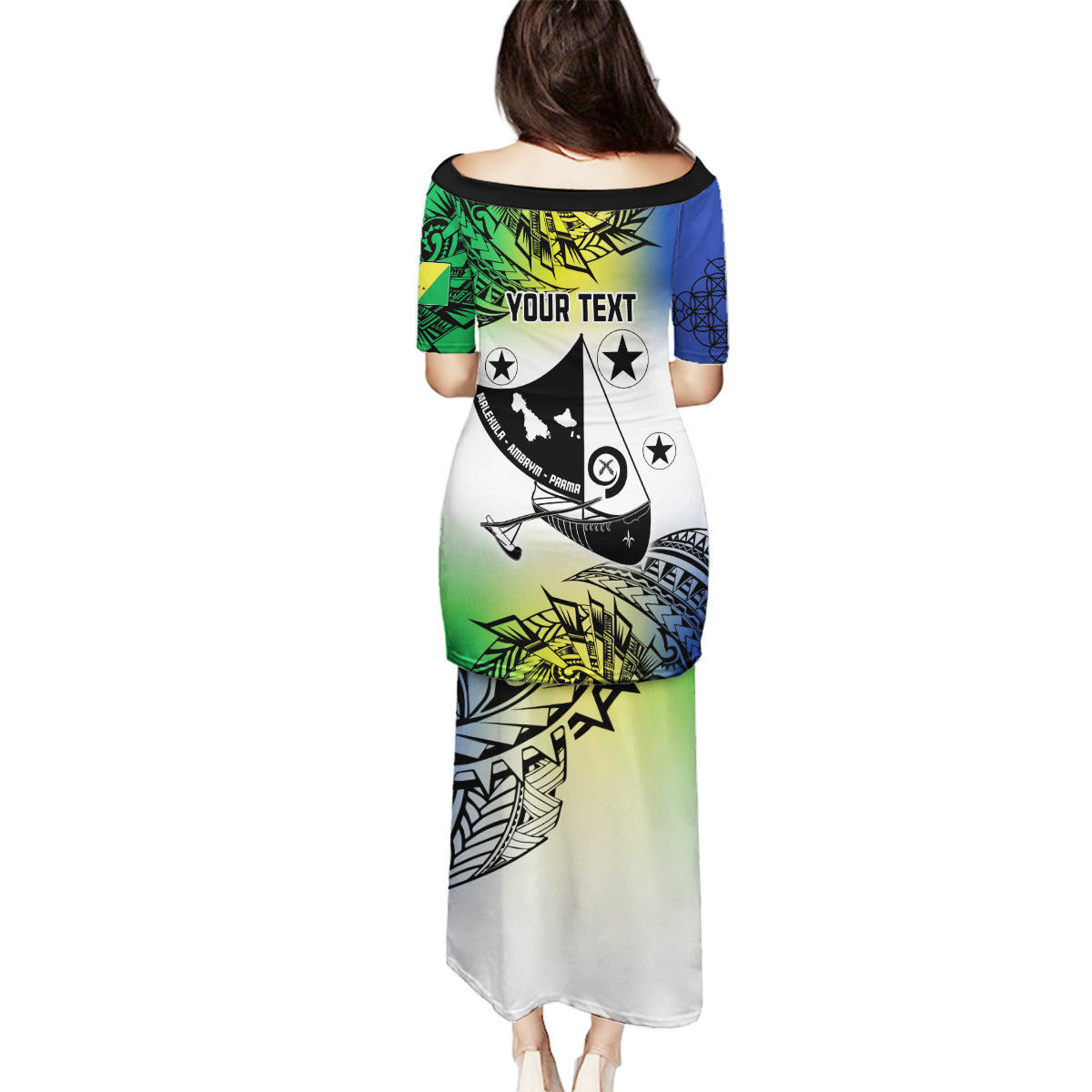 Malampa Day Family Matching Puletasi and Hawaiian Shirt Emblem Gradient Style LT7 - Polynesian Pride