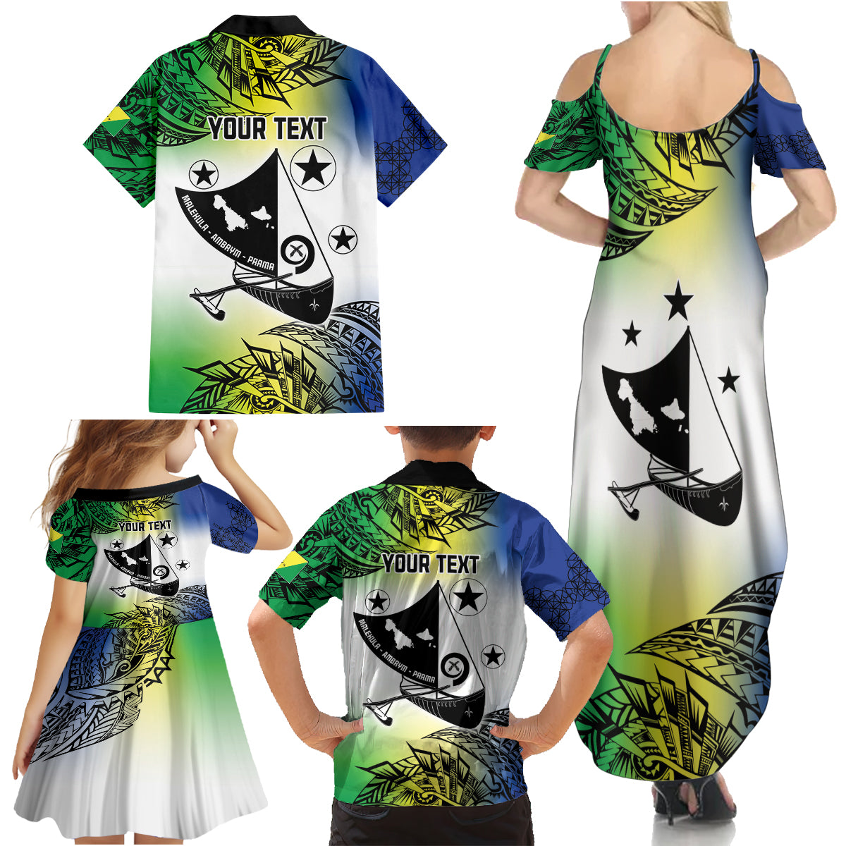 Malampa Day Family Matching Summer Maxi Dress and Hawaiian Shirt Emblem Gradient Style LT7 - Polynesian Pride