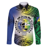 Malampa Day Family Matching Summer Maxi Dress and Hawaiian Shirt Emblem Gradient Style LT7 Dad's Shirt - Long Sleeve Colorful - Polynesian Pride