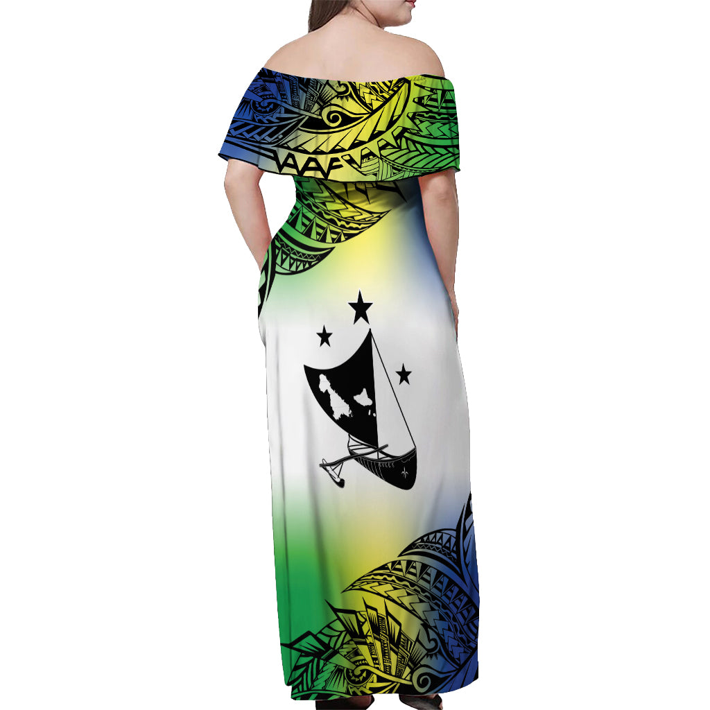 Malampa Day Off Shoulder Maxi Dress Emblem Gradient Style LT7 - Polynesian Pride