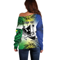 Malampa Day Off Shoulder Sweater Emblem Gradient Style