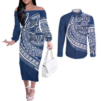 Tonga Queen Salote College Personalized Couples Matching Off The Shoulder Long Sleeve Dress and Long Sleeve Button Shirt Ngatu Tokelaufeletoa Motifs