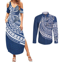 Tonga Queen Salote College Personalized Couples Matching Summer Maxi Dress and Long Sleeve Button Shirt Ngatu Tokelaufeletoa Motifs