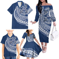 Tonga Queen Salote College Personalized Family Matching Off The Shoulder Long Sleeve Dress and Hawaiian Shirt Ngatu Tokelaufeletoa Motifs
