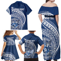Tonga Queen Salote College Personalized Family Matching Off Shoulder Maxi Dress and Hawaiian Shirt Ngatu Tokelaufeletoa Motifs