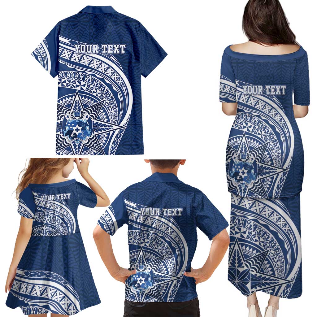 Tonga Queen Salote College Personalized Family Matching Puletasi and Hawaiian Shirt Ngatu Tokelaufeletoa Motifs