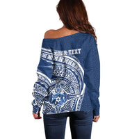 Tonga Queen Salote College Personalized Off Shoulder Sweater Ngatu Tokelaufeletoa Motifs