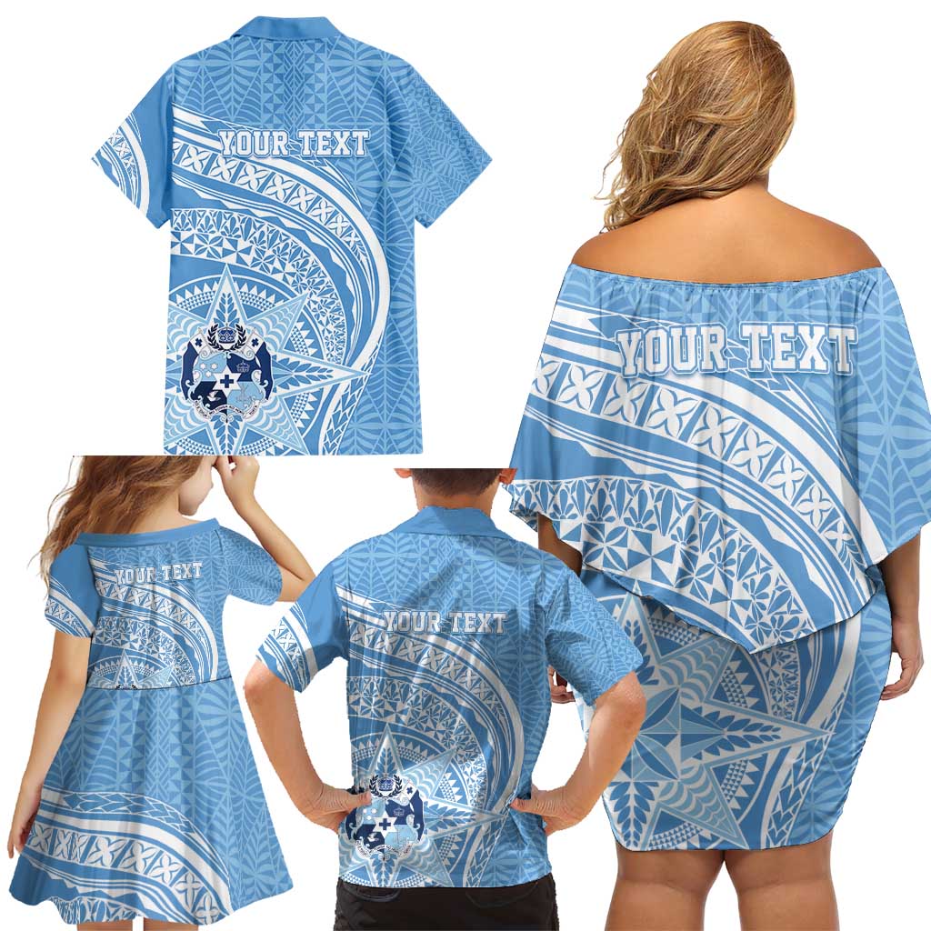 Tonga Apifo'ou Kolisi Personalized Family Matching Off Shoulder Short Dress and Hawaiian Shirt Ngatu Tokelaufeletoa Motifs