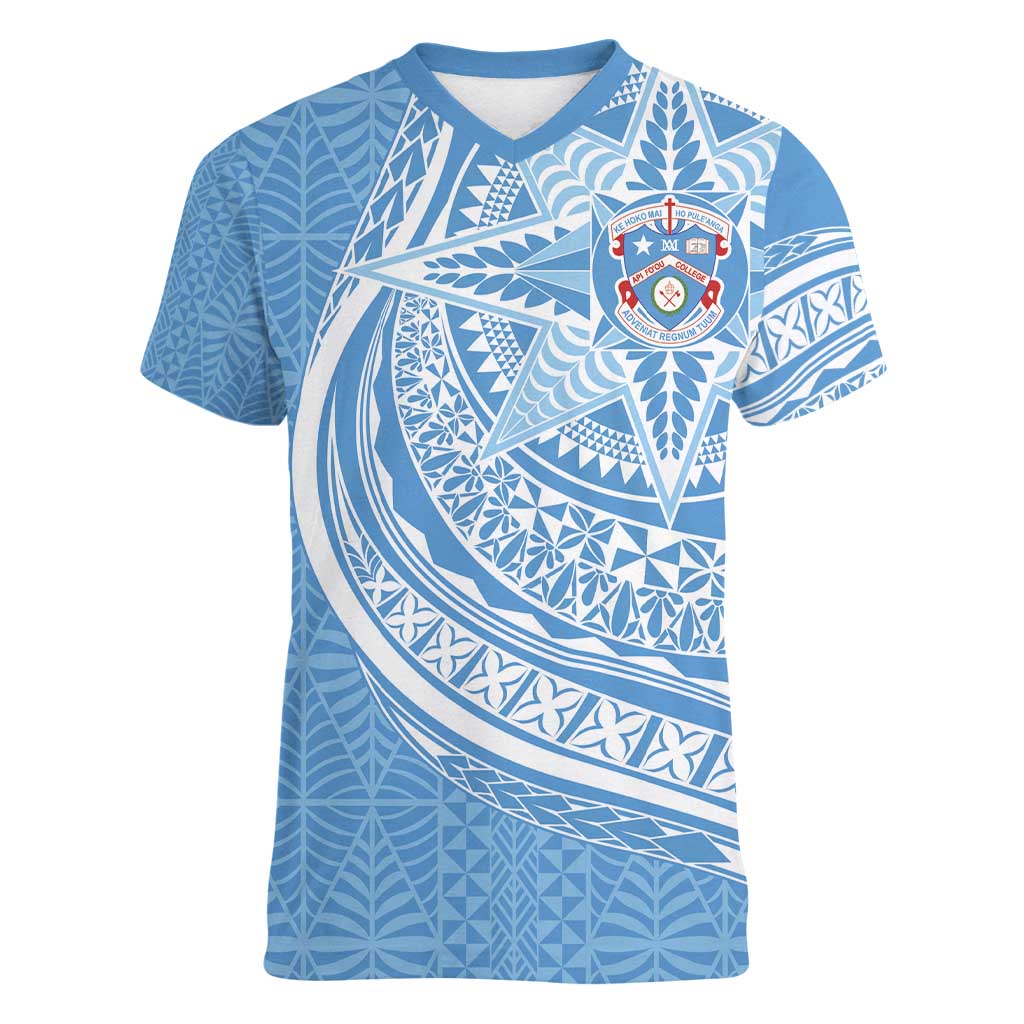 Tonga Apifo'ou Kolisi Personalized Women V-Neck T-Shirt Ngatu Tokelaufeletoa Motifs