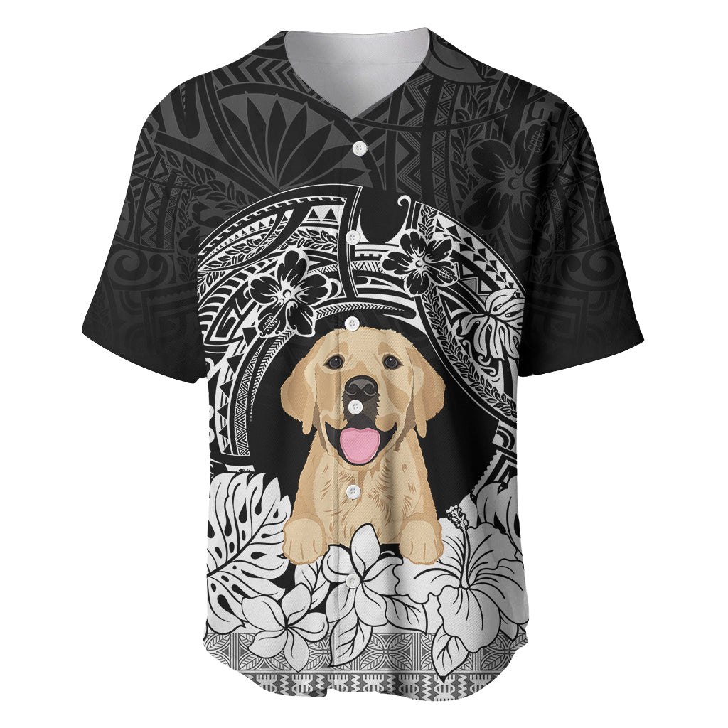 Personalised Dog Baseball Jersey Golden Retriever With Polynesian Tapa Arch LT7 Black - Polynesian Pride