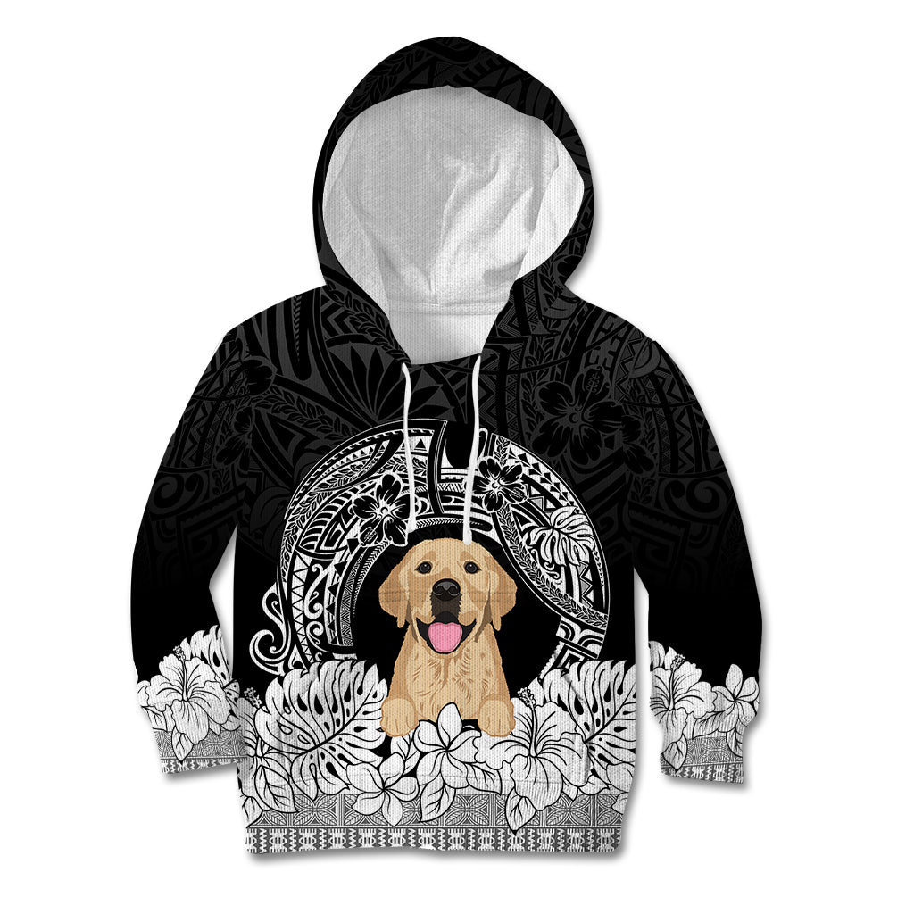 Personalised Dog Kid Hoodie Golden Retriever With Polynesian Tapa Arch LT7 Hoodie Black - Polynesian Pride