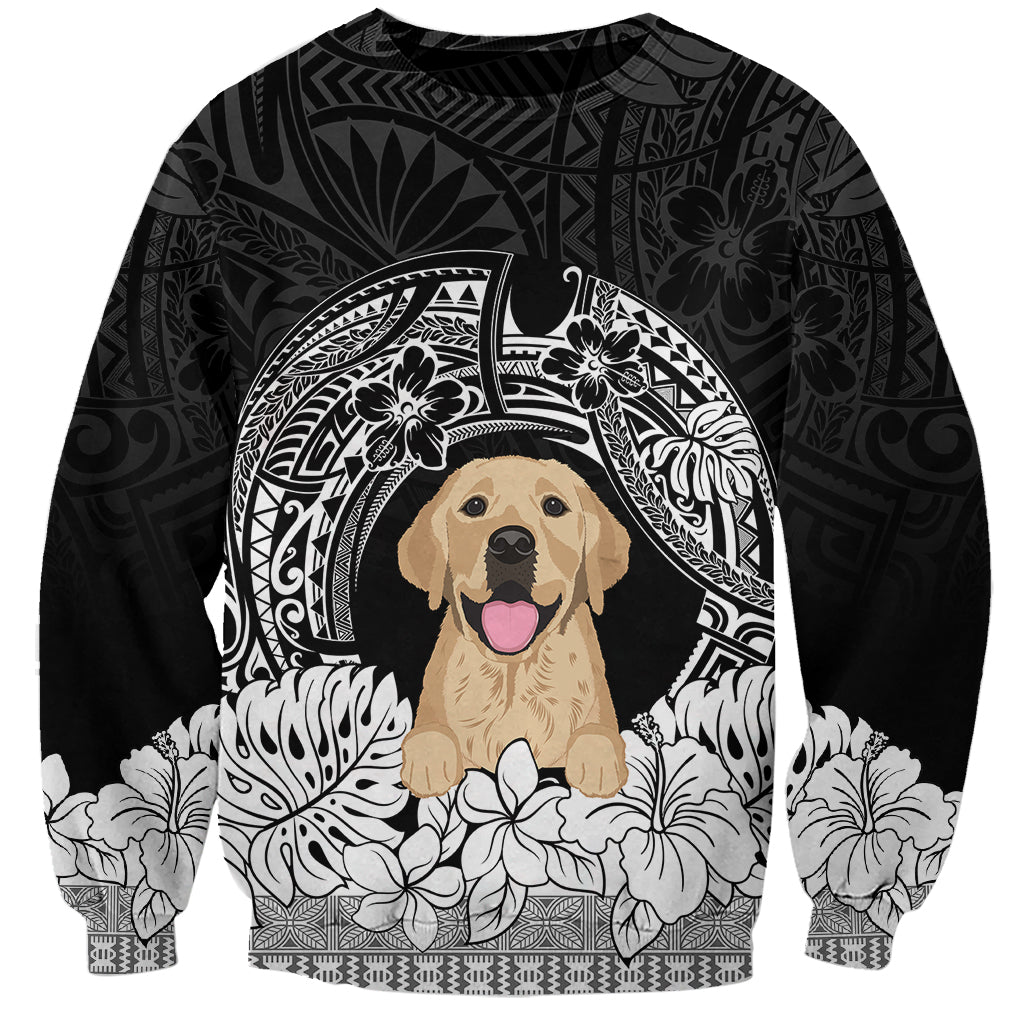 Personalised Dog Sweatshirt Golden Retriever With Polynesian Tapa Arch LT7 Unisex Black - Polynesian Pride