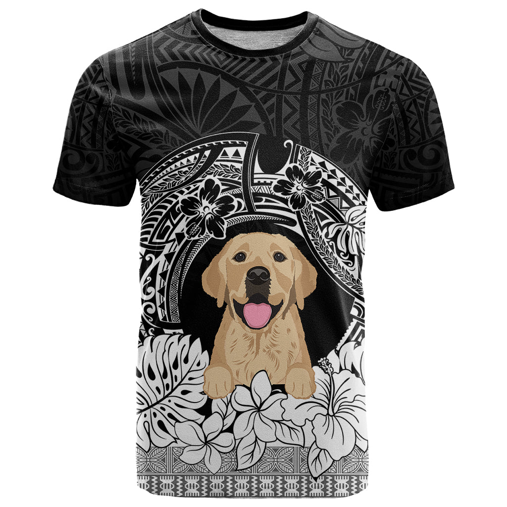 Custom Dog T Shirt Golden Retriever With Polynesian Tapa Arch LT7 Black - Polynesian Pride