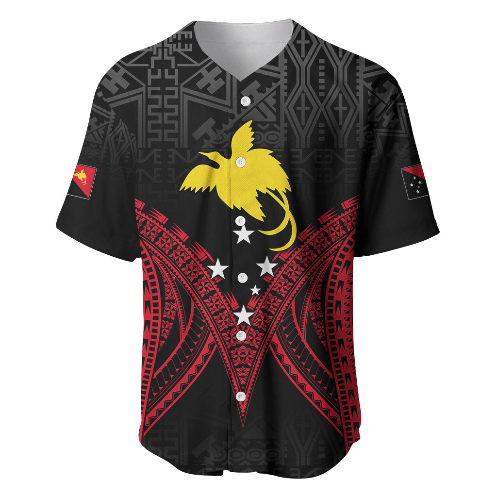 Personalised PNG Baseball Jersey Papua Motuan Mirror Style LT7 Black - Polynesian Pride