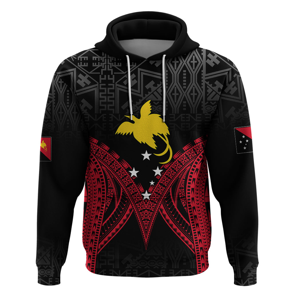 Personalised PNG Hoodie Papua Motuan Mirror Style LT7 Black - Polynesian Pride