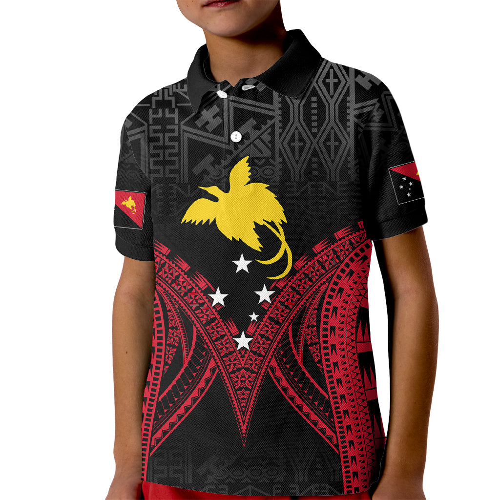 Personalised PNG Kid Polo Shirt Papua Motuan Mirror Style LT7 Kid Black - Polynesian Pride