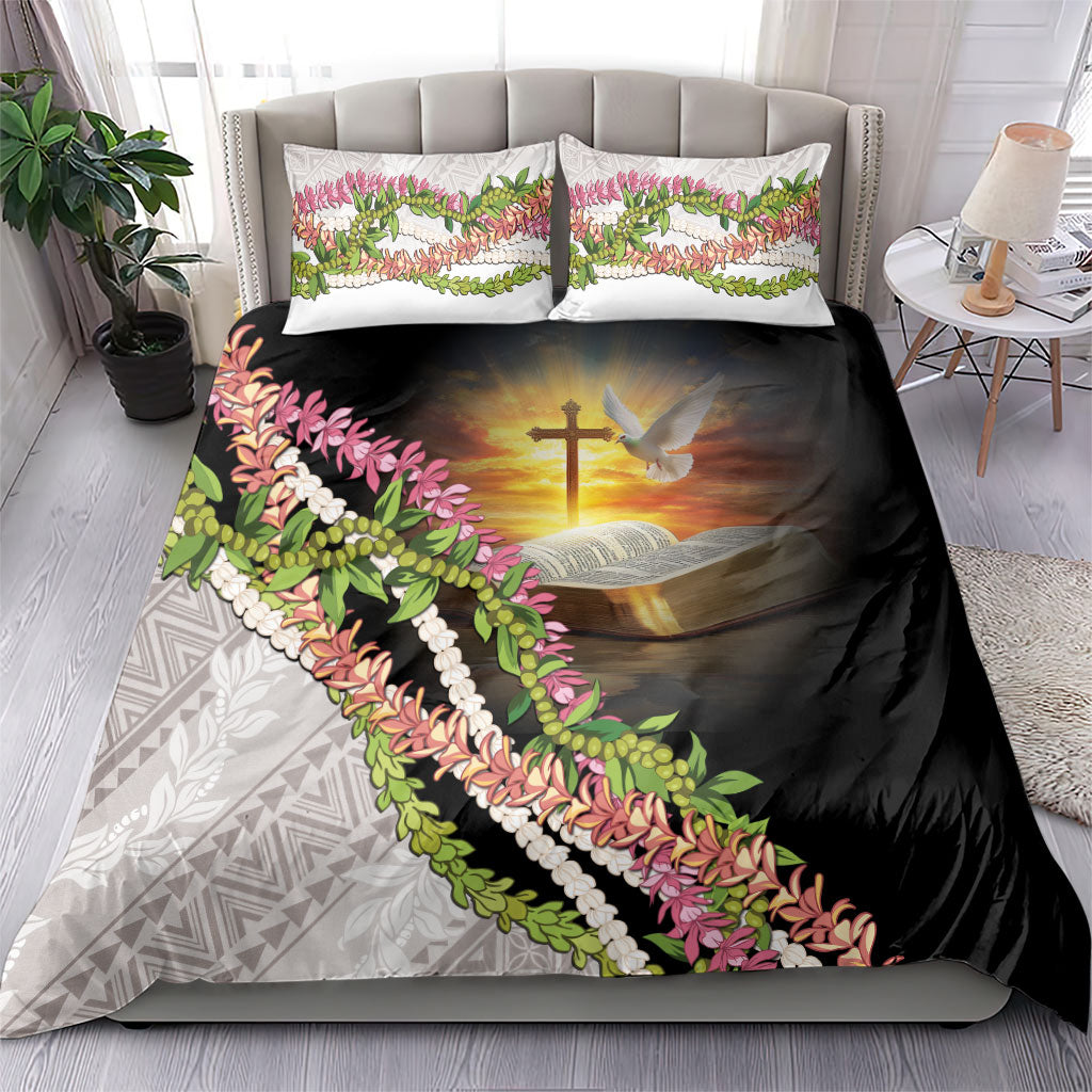Hawaii Mokihana Mix Pikake Leis Mahalo 'Olelo Bedding Set Black LT7 - Polynesian Pride