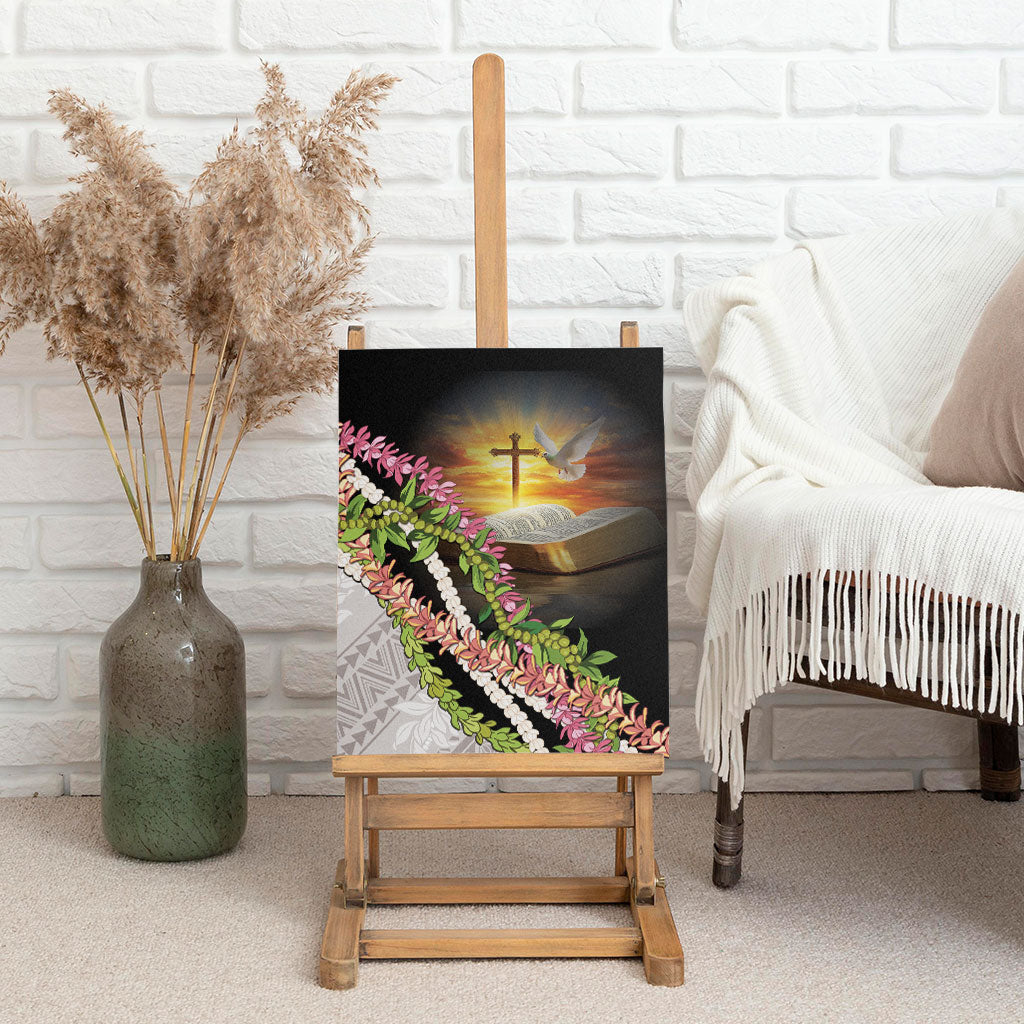 Hawaii Mokihana Mix Pikake Leis Mahalo 'Olelo Canvas Wall Art Black LT7 - Polynesian Pride
