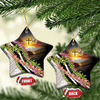 Hawaii Mokihana Mix Pikake Leis Mahalo 'Olelo Ceramic Ornament Black