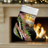 Hawaii Mokihana Mix Pikake Leis Mahalo 'Olelo Christmas Stocking Black