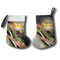 Hawaii Mokihana Mix Pikake Leis Mahalo 'Olelo Christmas Stocking Black