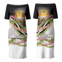 Hawaii Mokihana Mix Pikake Leis Mahalo 'Olelo Couples Matching Puletasi and Hawaiian Shirt Black LT7 - Polynesian Pride
