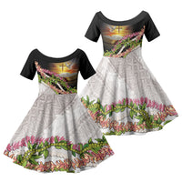 Hawaii Mokihana Mix Pikake Leis Mahalo 'Olelo Family Matching Mermaid Dress and Hawaiian Shirt Black LT7 Daughter's Dress Black - Polynesian Pride