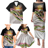 Hawaii Mokihana Mix Pikake Leis Mahalo 'Olelo Family Matching Puletasi and Hawaiian Shirt Black LT7 - Polynesian Pride