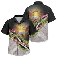 Hawaii Mokihana Mix Pikake Leis Mahalo 'Olelo Family Matching Tank Maxi Dress and Hawaiian Shirt Black LT7 Son's Shirt Black - Polynesian Pride
