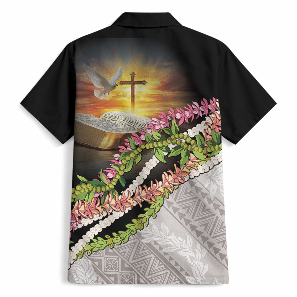Hawaii Mokihana Mix Pikake Leis Mahalo 'Olelo Hawaiian Shirt Black LT7 - Polynesian Pride